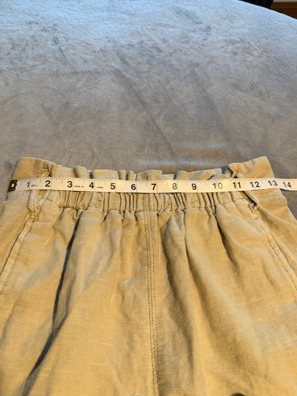 High-Waist Ruched Paperbag Shorts in Light Tan - Picture 8 of 8